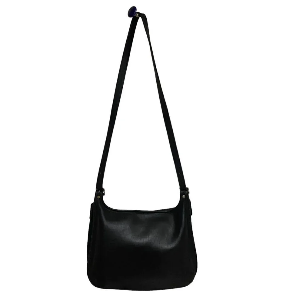 Vintage Coach 9134 Slim Hippie Flap Leather Crossbody Shoulder Bag in Black